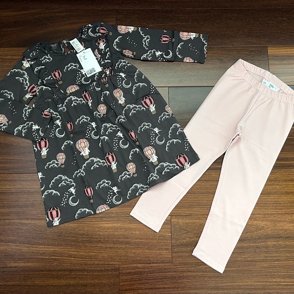 BNWT H&M Adorable 🐰 Dress and Pink Leggings Set